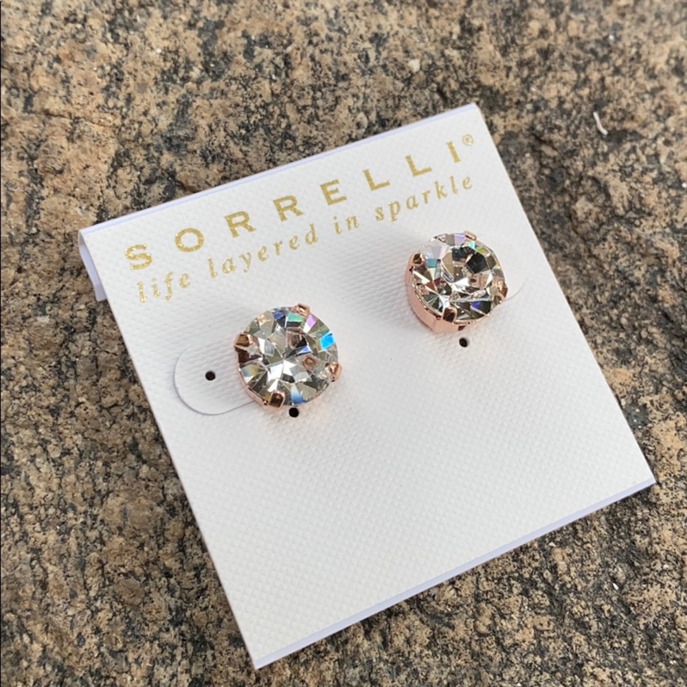 Sorrelli Swarovski Rose Gold Stud Earrings NWT - Picture 2 of 5